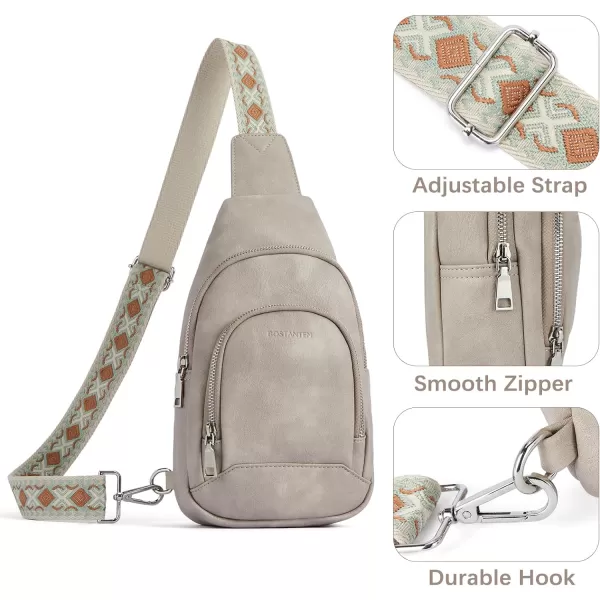 BOSTANTEN Sling Bag for Women Crossbody Purse Crossbody Bag Leather Chest Bag with Adjustable Guitar Strap for Travel