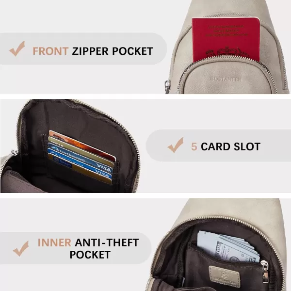 BOSTANTEN Sling Bag for Women Crossbody Purse Crossbody Bag Leather Chest Bag with Adjustable Guitar Strap for Travel