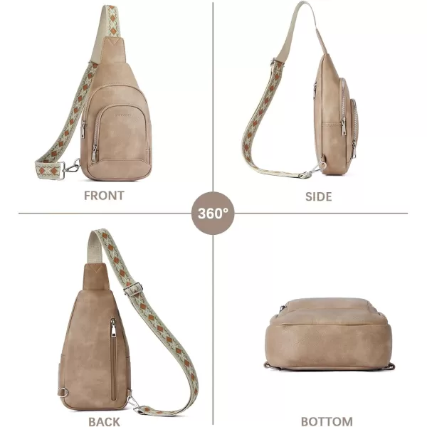 BOSTANTEN Sling Bag for Women Crossbody Purse Crossbody Bag Leather Chest Bag with Adjustable Guitar Strap for Travel