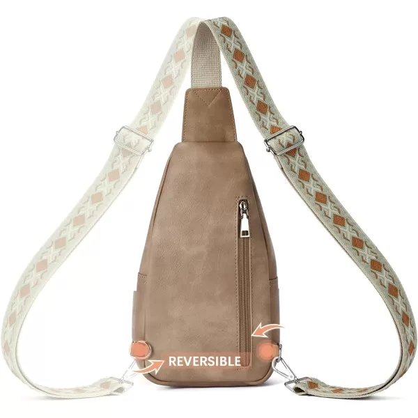 BOSTANTEN Sling Bag for Women Crossbody Purse Crossbody Bag Leather Chest Bag with Adjustable Guitar Strap for Travel