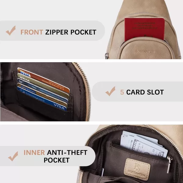 BOSTANTEN Sling Bag for Women Crossbody Purse Crossbody Bag Leather Chest Bag with Adjustable Guitar Strap for Travel