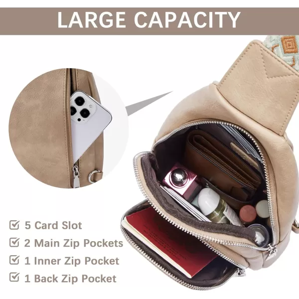 BOSTANTEN Sling Bag for Women Crossbody Purse Crossbody Bag Leather Chest Bag with Adjustable Guitar Strap for Travel