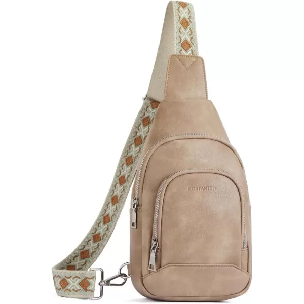 BOSTANTEN Sling Bag for Women Crossbody Purse Crossbody Bag Leather Chest Bag with Adjustable Guitar Strap for Travel