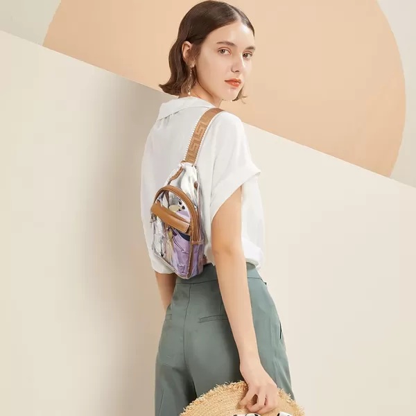 BOSTANTEN Sling Bag for Women Crossbody Purse Crossbody Bag Leather Chest Bag with Adjustable Guitar Strap for Travel