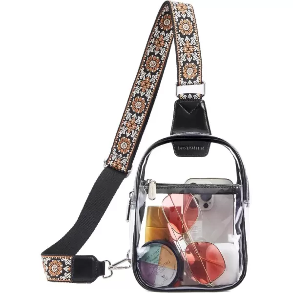 BOSTANTEN Sling Bag for Women Crossbody Purse Crossbody Bag Leather Chest Bag with Adjustable Guitar Strap for Travel
