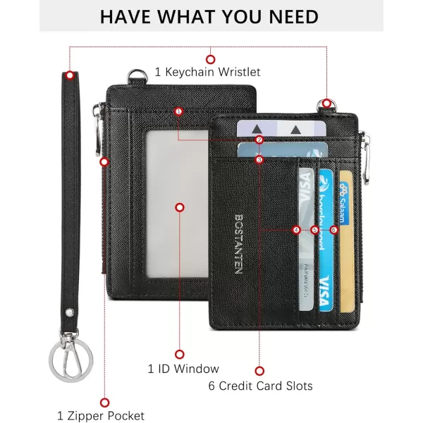 BOSTANTEN Small Wallet For Women RFID Leather Credit Card Holder Slim Wristlet Keychain Wallet With Zipper Pocket