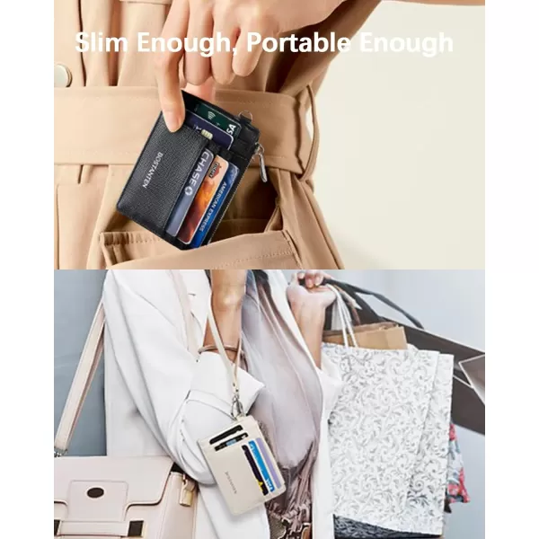 BOSTANTEN Small Wallet For Women RFID Leather Credit Card Holder Slim Wristlet Keychain Wallet With Zipper Pocket