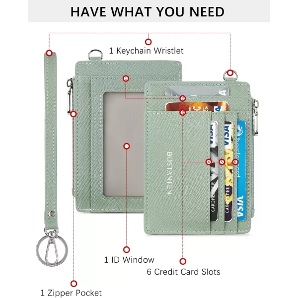BOSTANTEN Small Wallet For Women RFID Leather Credit Card Holder Slim Wristlet Keychain Wallet With Zipper Pocket
