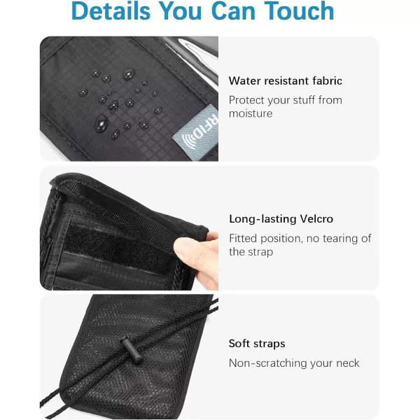 BOSTANTEN Travel Passport Wallet RFID Blocking Passport Holder Neck Pouch for Women and Men with Adjustable Strap Black