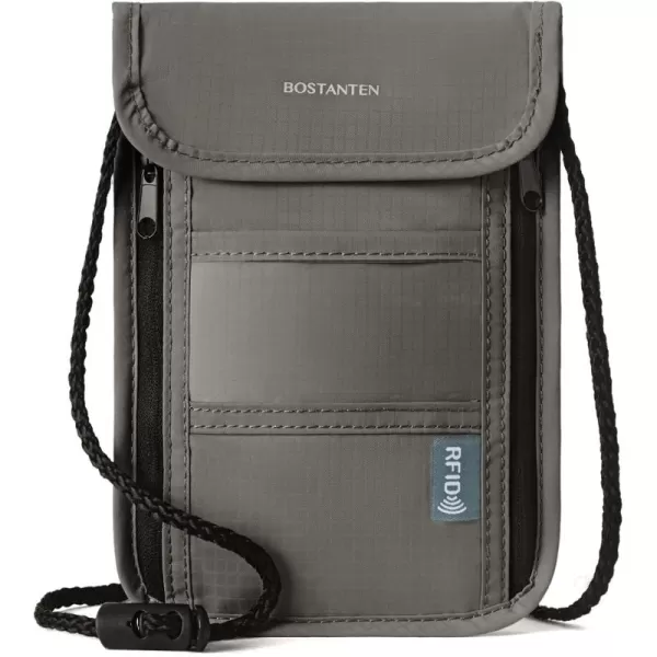BOSTANTEN Travel Passport Wallet RFID Blocking Passport Holder Neck Pouch for Women and Men with Adjustable Strap Black