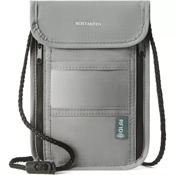 BOSTANTEN Travel Passport Wallet RFID Blocking Passport Holder Neck Pouch for Women and Men with Adjustable Strap Black