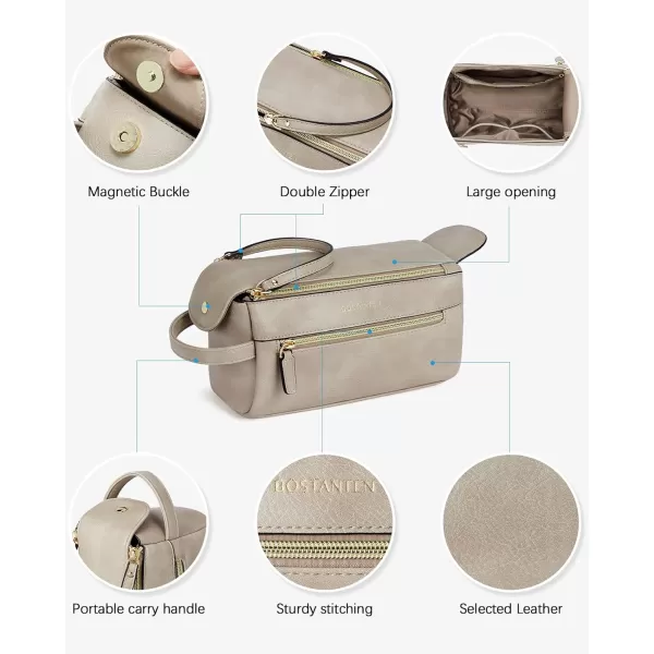 BOSTANTEN Travel Toiletry Bag for Men PU Leather Dopp Kit Water-resistant Bathroom Bag for Toiletries Shaving Cosmetic Bags for Women