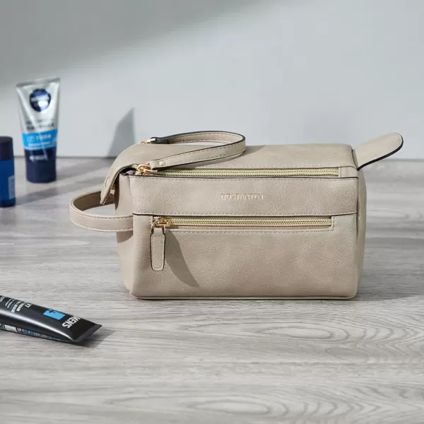 BOSTANTEN Travel Toiletry Bag for Men PU Leather Dopp Kit Water-resistant Bathroom Bag for Toiletries Shaving Cosmetic Bags for Women