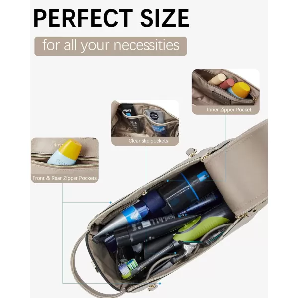 BOSTANTEN Travel Toiletry Bag for Men PU Leather Dopp Kit Water-resistant Bathroom Bag for Toiletries Shaving Cosmetic Bags for Women
