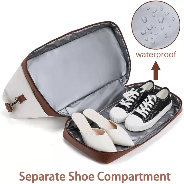 BOSTANTEN Weekender Bags for Women Canvas Carry On Bag Travel Duffle Large Tote Overnight Duffel with Shoe Compartment 3Pcs Set