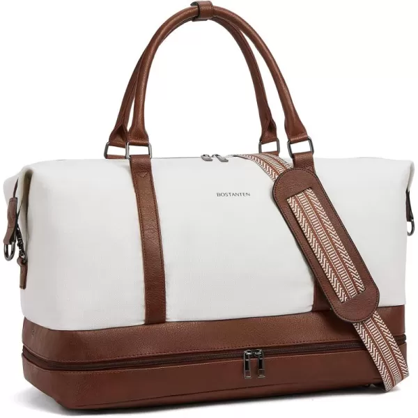 BOSTANTEN Weekender Bags for Women Canvas Carry On Bag Travel Duffle Large Tote Overnight Duffel with Shoe Compartment 3Pcs Set
