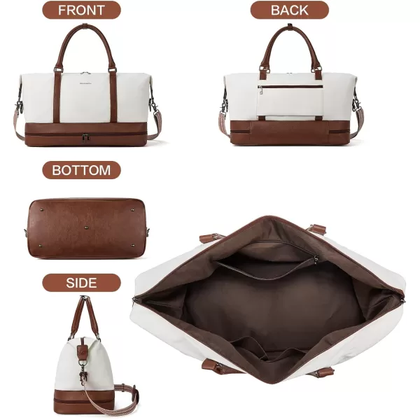 BOSTANTEN Weekender Bags for Women Canvas Carry On Bag Travel Duffle Large Tote Overnight Duffel with Shoe Compartment 3Pcs Set