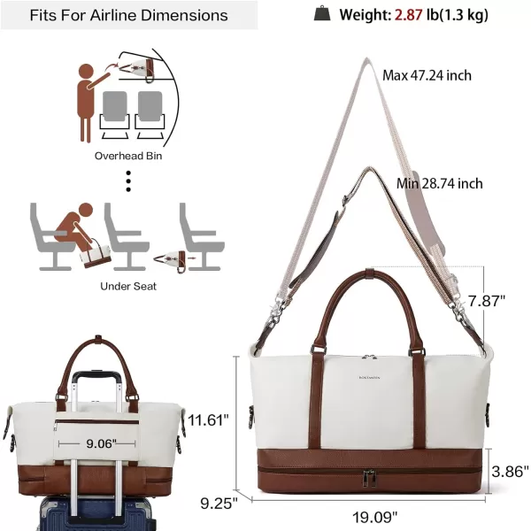BOSTANTEN Weekender Bags for Women Canvas Carry On Bag Travel Duffle Large Tote Overnight Duffel with Shoe Compartment 3Pcs Set