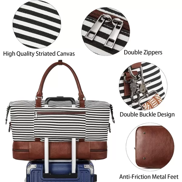 BOSTANTEN Weekender Bags for Women Canvas Carry On Bag Travel Duffle Large Tote Overnight Duffel with Shoe Compartment 3Pcs Set