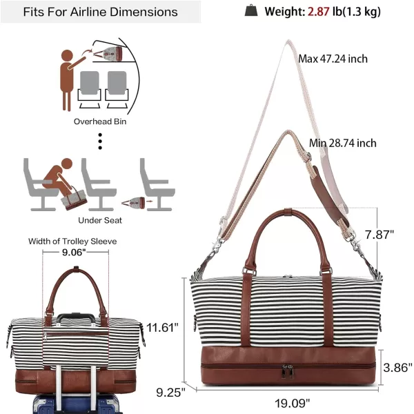 BOSTANTEN Weekender Bags for Women Canvas Carry On Bag Travel Duffle Large Tote Overnight Duffel with Shoe Compartment 3Pcs Set