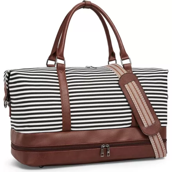 BOSTANTEN Weekender Bags for Women Canvas Carry On Bag Travel Duffle Large Tote Overnight Duffel with Shoe Compartment 3Pcs Set
