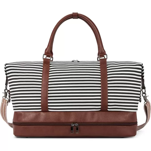 BOSTANTEN Weekender Bags for Women Canvas Carry On Bag Travel Duffle Large Tote Overnight Duffel with Shoe Compartment 3Pcs Set