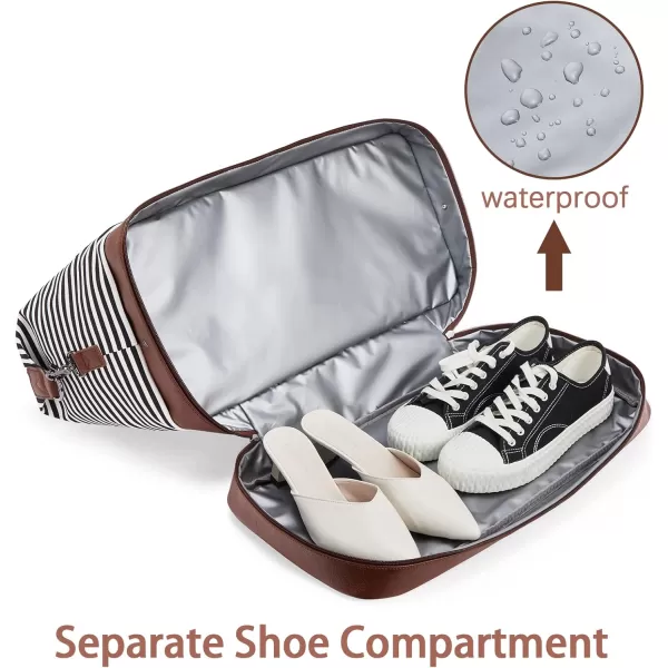 BOSTANTEN Weekender Bags for Women Canvas Carry On Bag Travel Duffle Large Tote Overnight Duffel with Shoe Compartment 3Pcs Set