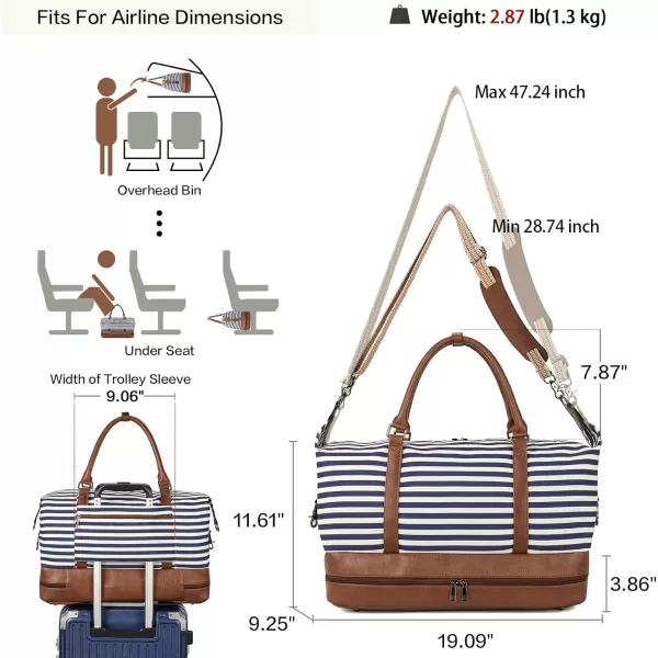 BOSTANTEN Weekender Bags for Women Canvas Carry On Bag Travel Duffle Large Tote Overnight Duffel with Shoe Compartment 3Pcs Set