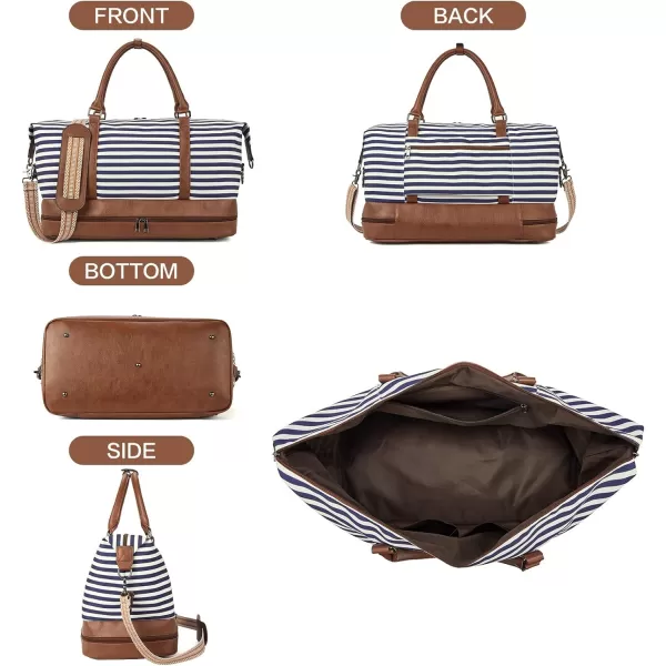 BOSTANTEN Weekender Bags for Women Canvas Carry On Bag Travel Duffle Large Tote Overnight Duffel with Shoe Compartment 3Pcs Set