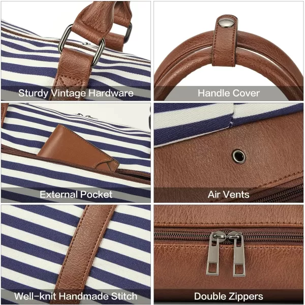 BOSTANTEN Weekender Bags for Women Canvas Carry On Bag Travel Duffle Large Tote Overnight Duffel with Shoe Compartment 3Pcs Set