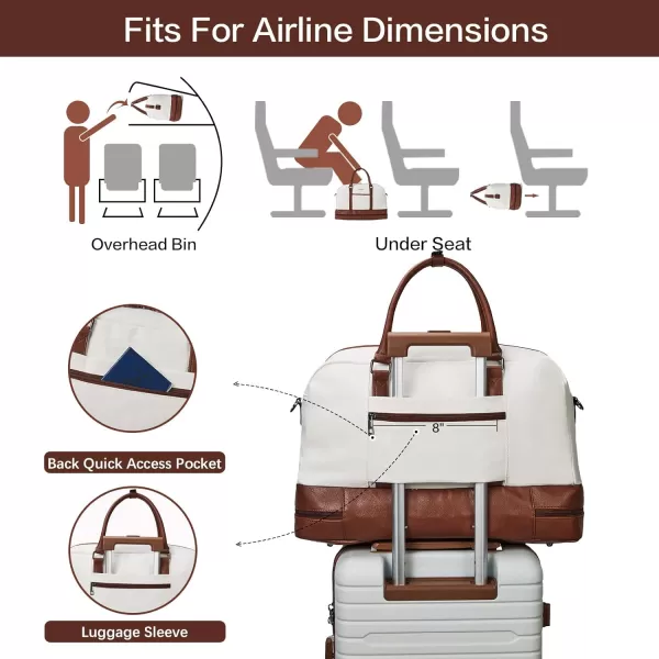 BOSTANTEN Weekender Bags for Women Canvas Carry On Bag Travel Duffle Large Tote Overnight Duffel with Shoe Compartment 3Pcs Set
