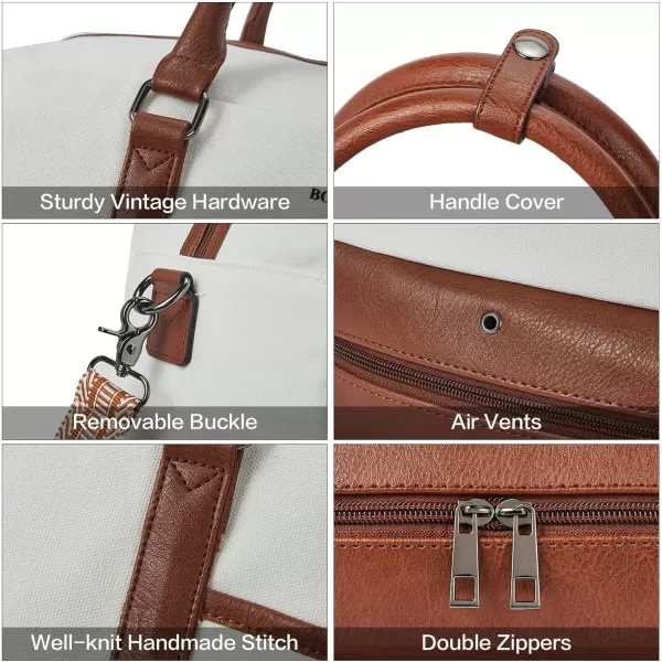 BOSTANTEN Weekender Bags for Women Canvas Carry On Bag Travel Duffle Large Tote Overnight Duffel with Shoe Compartment 3Pcs Set