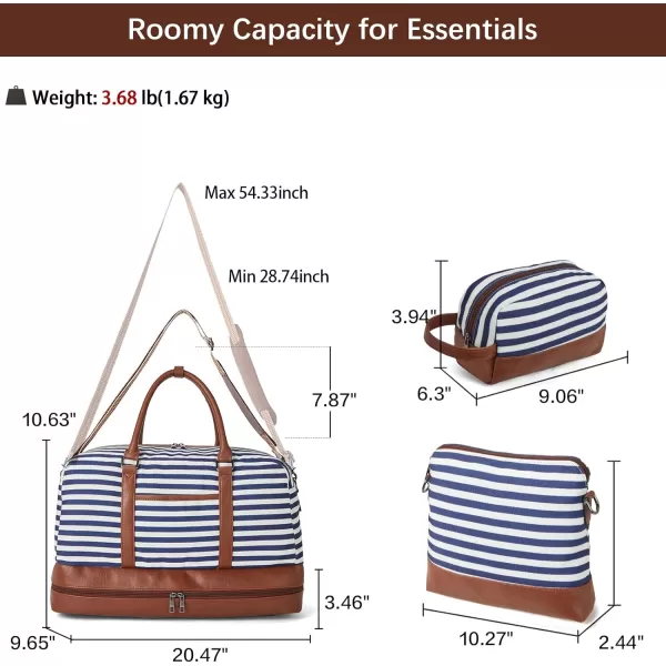BOSTANTEN Weekender Bags for Women Canvas Carry On Bag Travel Duffle Large Tote Overnight Duffel with Shoe Compartment 3Pcs Set