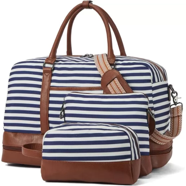 BOSTANTEN Weekender Bags for Women Canvas Carry On Bag Travel Duffle Large Tote Overnight Duffel with Shoe Compartment 3Pcs Set