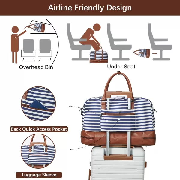 BOSTANTEN Weekender Bags for Women Canvas Carry On Bag Travel Duffle Large Tote Overnight Duffel with Shoe Compartment 3Pcs Set