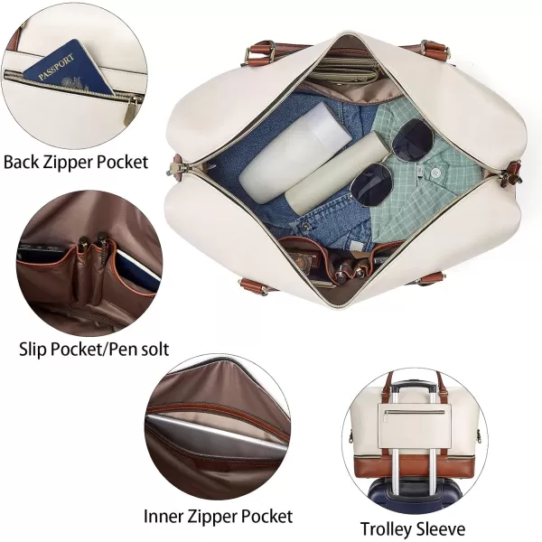 BOSTANTEN Weekender Bags for Women Carry On Bag Large Tote Leather Duffle Overnight Bag with Shoe Compartment Work out Bag