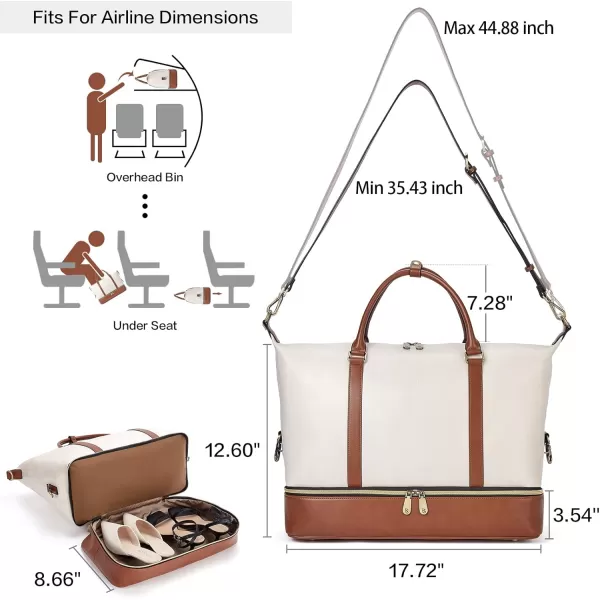 BOSTANTEN Weekender Bags for Women Carry On Bag Large Tote Leather Duffle Overnight Bag with Shoe Compartment Work out Bag