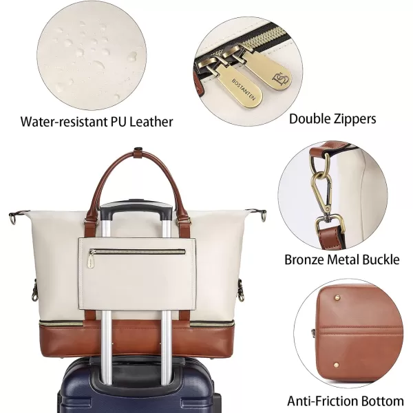 BOSTANTEN Weekender Bags for Women Carry On Bag Large Tote Leather Duffle Overnight Bag with Shoe Compartment Work out Bag