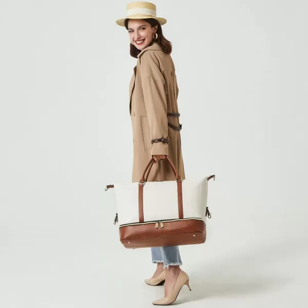 BOSTANTEN Weekender Bags for Women Carry On Bag Large Tote Leather Duffle Overnight Bag with Shoe Compartment Work out Bag