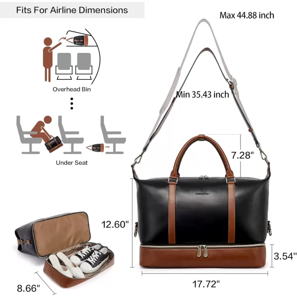 BOSTANTEN Weekender Bags for Women Carry On Bag Large Tote Leather Duffle Overnight Bag with Shoe Compartment Work out Bag