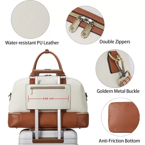 BOSTANTEN Weekender Bags for Women Leather Travel Duffle Bag Carry On Large Tote Duffel with Shoe Compartment and Trolley Sleeve