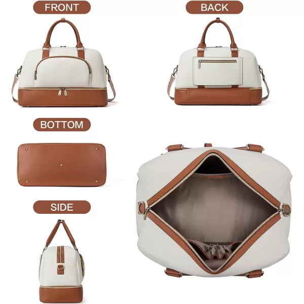 BOSTANTEN Weekender Bags for Women Leather Travel Duffle Bag Carry On Large Tote Duffel with Shoe Compartment and Trolley Sleeve