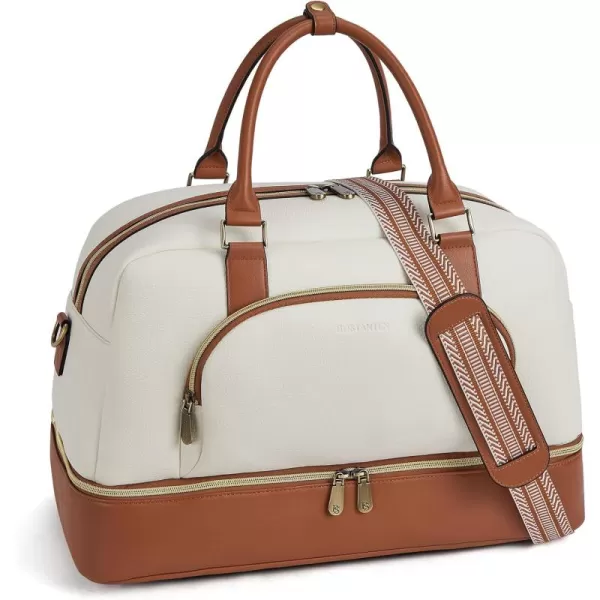 BOSTANTEN Weekender Bags for Women Leather Travel Duffle Bag Carry On Large Tote Duffel with Shoe Compartment and Trolley Sleeve