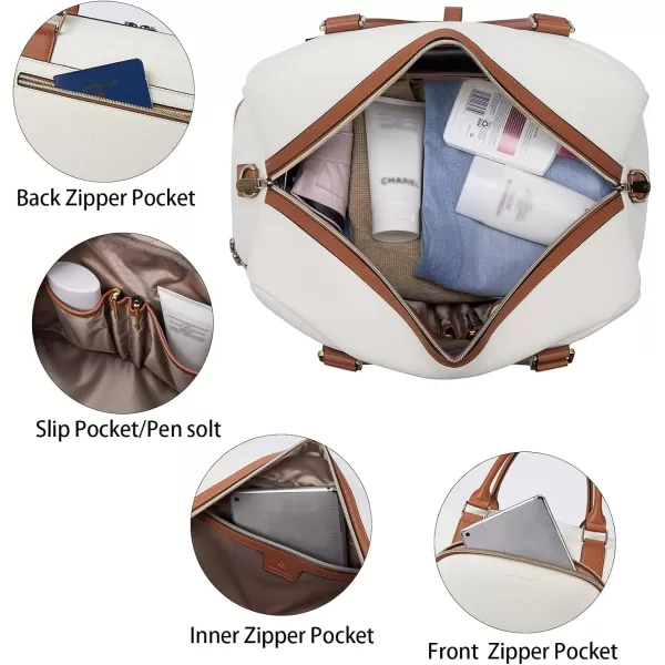 BOSTANTEN Weekender Bags for Women Leather Travel Duffle Bag Carry On Large Tote Duffel with Shoe Compartment and Trolley Sleeve