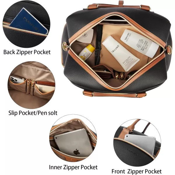 BOSTANTEN Weekender Bags for Women Leather Travel Duffle Bag Carry On Large Tote Duffel with Shoe Compartment and Trolley Sleeve