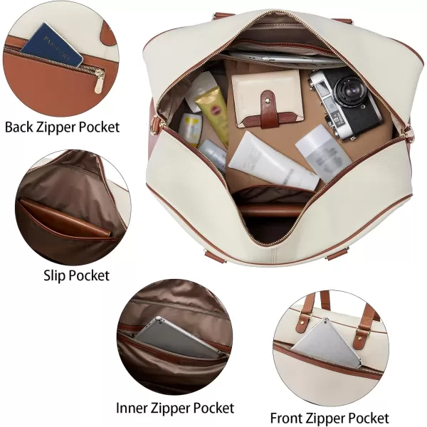 BOSTANTEN Weekender Bags for Women Travel Carry On Duffel Bag Genuine Leather Overnight Bag Large Duffle with Trolley Sleeve