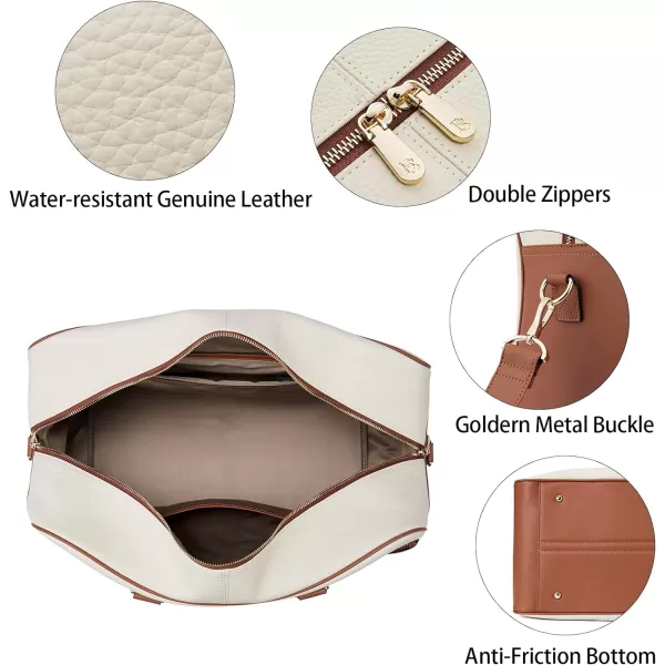 BOSTANTEN Weekender Bags for Women Travel Carry On Duffel Bag Genuine Leather Overnight Bag Large Duffle with Trolley Sleeve