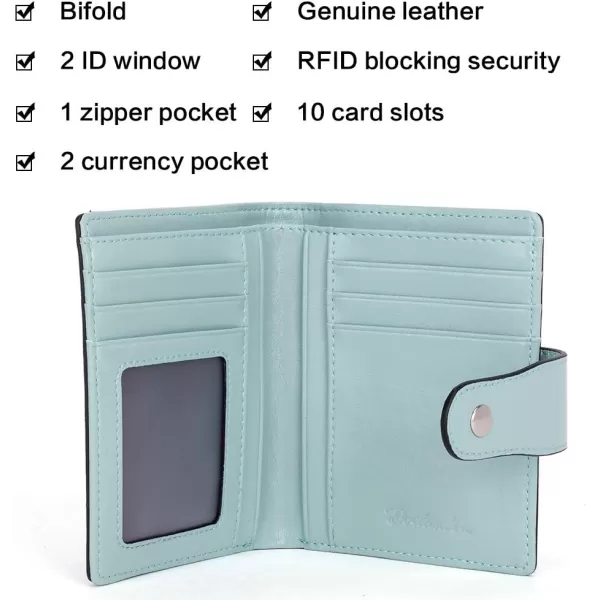 BOSTANTEN Women Leather Wallet RFID Blocking Small Bifold Zipper Pocket Wallet Card Case Purse with ID Window