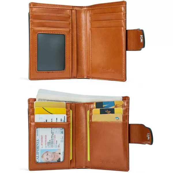 BOSTANTEN Women Leather Wallet RFID Blocking Small Bifold Zipper Pocket Wallet Card Case Purse with ID Window