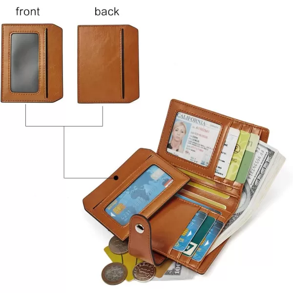 BOSTANTEN Women Leather Wallet RFID Blocking Small Bifold Zipper Pocket Wallet Card Case Purse with ID Window
